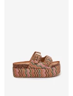 Klapki Damskie Na Masywnej Platformie Z Plecionką I Klamrami Multikolor Eradriana Klapki Damskie Na Masywnej Platformie Z Plecionką I Klamrami Multikolor Eradriana