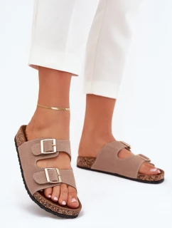 Dámské sandály se zlatými a prošíváním khaki model 21703538 - Boto