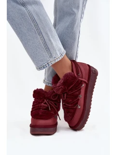 Nízké sněhule na platformě s kožíškem model 21725191 bordové - D.Franklin