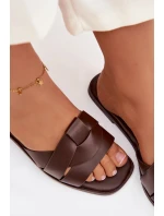 Dámské ploché pantofle s pásky Čokoládové Marissae Dámské ploché pantofle s pásky Čokoládové Marissae