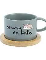STARTUJU NA KÁVE – sivý hrnček Makronka 200 ml