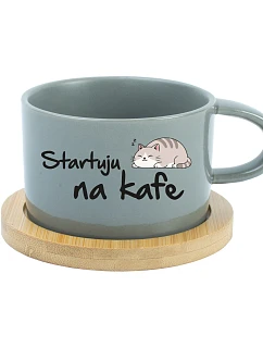 STARTUJU NA KÁVE – sivý hrnček Makronka 200 ml