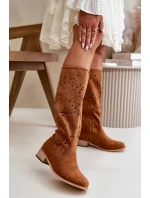 Dámské ažurové kozačky / Camel hnědá  model 21083099 - SEASTAR
