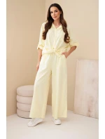 Dámský máslový komplet s lampasem a model 22015438 žlutý - K-Fashion Dámský máslový komplet s lampasem a model 22015438 žlutý - K-Fashion