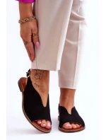 Dámské semišové sandály Lewski Boty model 21615980 Černé - Boto Dámské semišové sandály Lewski Boty model 21615980 Černé - Boto
