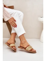 Kožené Pantofle S Dekorativním A Pletením Hnědé model 21684096 - Zazoo