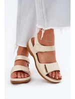 Pohodlné dámské sandály na suchý zip zlaté model 21694170 - EVENTO