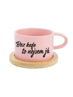 BEZ KÁVY TO NIE SOM JA - ružový hrnček s makrónkou 200 ml