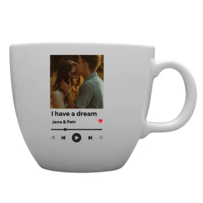 Personalizovaný MEGA XXL keramický hrnek 1000 ml s vlastním odkazem na oblíbenou písničku