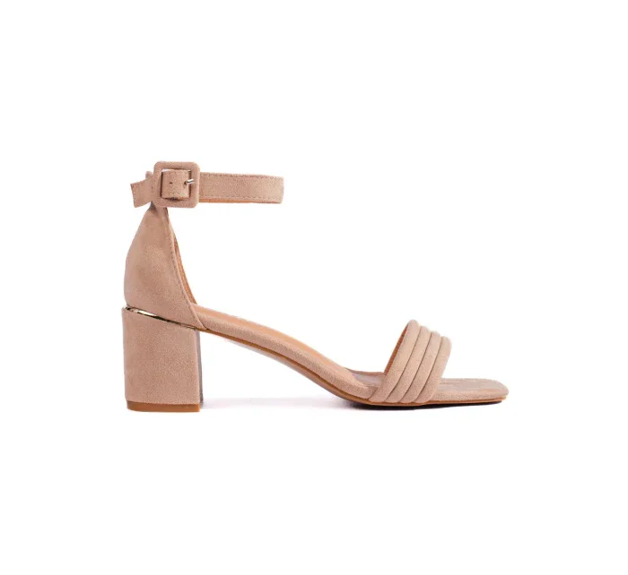 Moderné hnedé sandále pre ženy na širokom podpätku