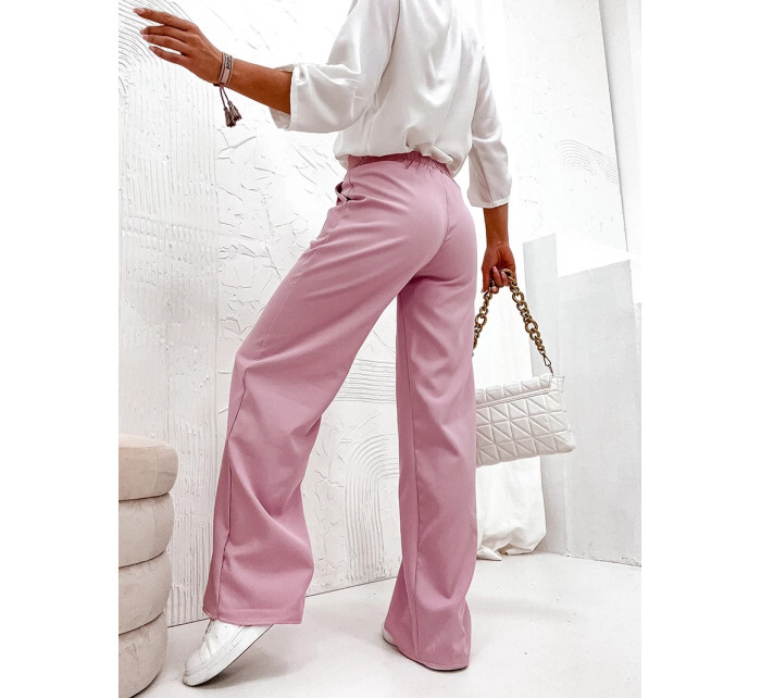 Elegantní dámské kalhoty v pudrově růžové barvě (8247)