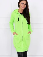 Šaty s kapucňou, mikina zelená neónová