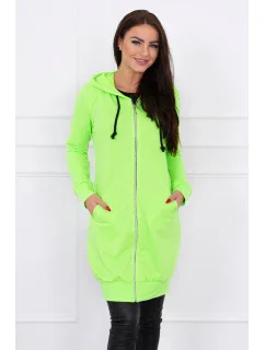 Šaty s kapucňou, mikina zelená neónová