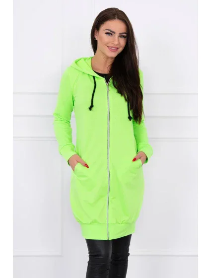Šaty s kapucí, mikina zelená neonová
