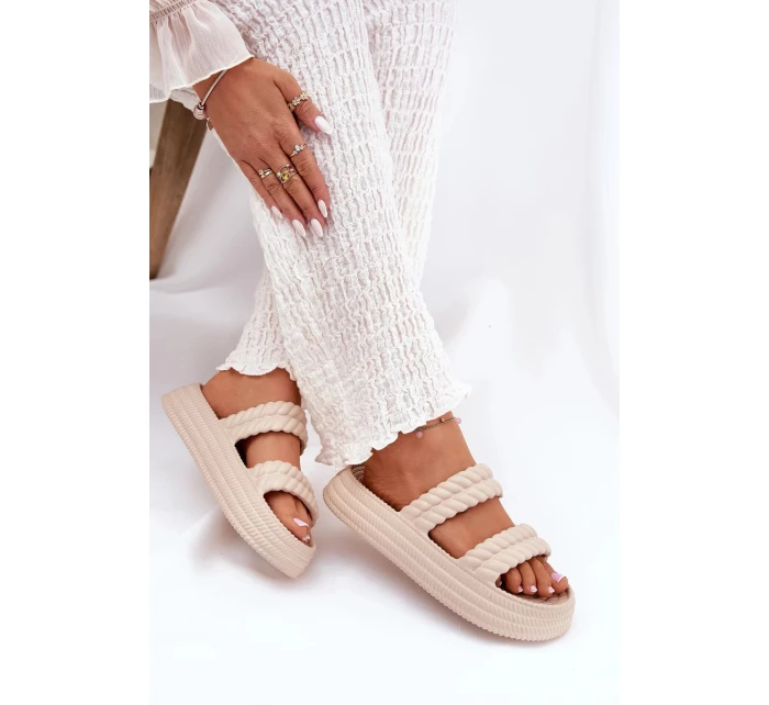 Dámske ľahké papuče na platforme S.Barski - béžové