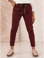 Dámské džínové kalhoty s páskem vínové Dstreet model 21981974 - FashionStreet