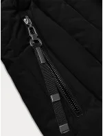 Čierna dámska zimná bunda s ozdobným prešívaním S'west (B8307-1) Čierna dámska zimná bunda s ozdobným prešívaním S'west (B8307-1)