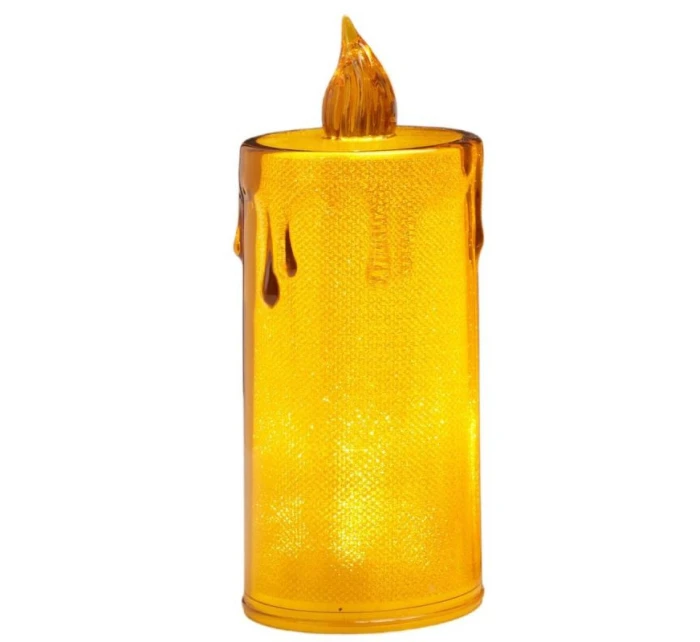 DEKORATÍVNA SVIEČKA 8 CM JANTÁROVÁ TEPLÁ BIELA 1 LED