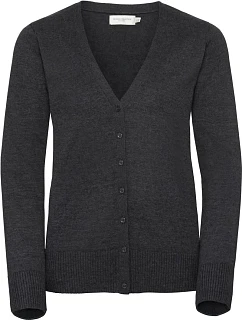 Dámský pletený cardigan s výstřihem do V 11. charcoal marl model 22475052 - Russell Athletic