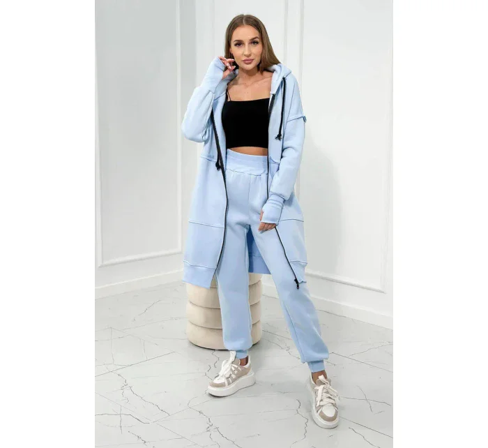 Zateplená súprava s dlhou mikinou modrá