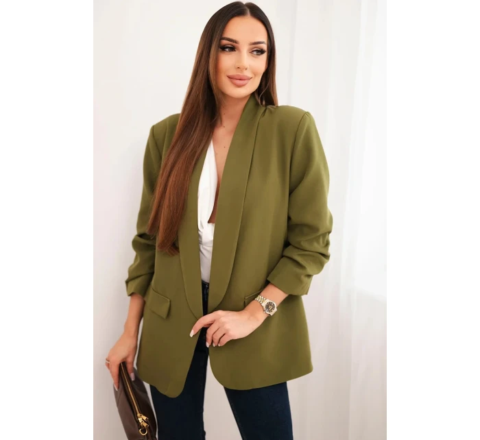 Sako s klopami elegantní olivově zelené