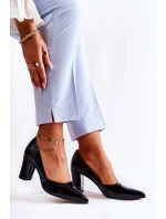 Modne Lakierowane Czółenka Na Słupku Czarne Emotion