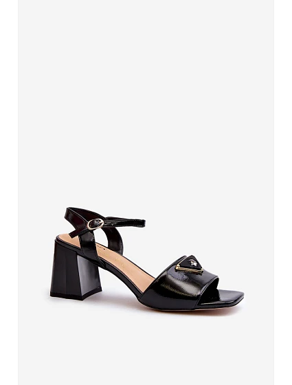 Elegantní Lakované Sandály Na Podpatku Černé D&A model 21659766 - S.Barski
