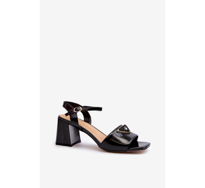 Elegantní Lakované Sandály Na Podpatku Černé D&A model 21659766 - S.Barski
