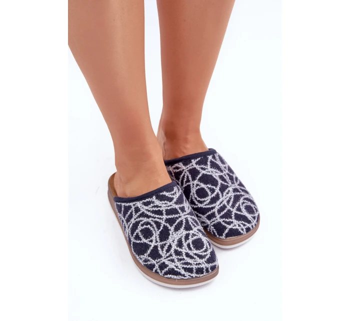 Lesklé dámské pantofle model 21681281 tmavě modré - Inblu