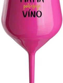 MAMA POTREBUJE VÍNO - ružový nerozbitný pohár na víno 470 ml