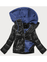 Čierno / modrá dámska bunda s kapucňou (BH2003BIG)