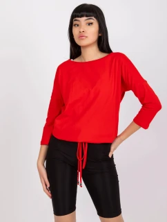 Dámska červená voľná blúzka so zaväzovaním v spodnej časti (4691)