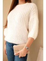 Dámský model 21803189 svetr s 3/4 rukávem ecru - K-Fashion Dámský model 21803189 svetr s 3/4 rukávem ecru - K-Fashion