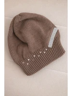 Dámská zimní vlněná čepice s ozdobnými krystalky K399 černá