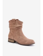 Ocieplane Botki Z Marszczeniem Na Niskim Obcasie Beżowe Elletinnia Ocieplane Botki Z Marszczeniem Na Niskim Obcasie Beżowe Elletinnia