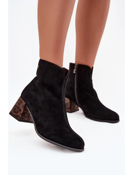 Kožené semišové dámské na podpatku  Černé model 21714671 - Maciejka