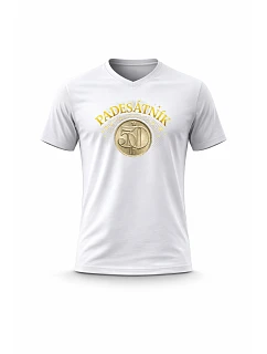 Pánské bavlněné tričko s potiskem - PADESÁTNÍK - bílé