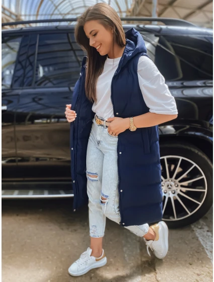 Dámská prošívaná vesta navy blue Dstreet model 21965519 - FashionStreet