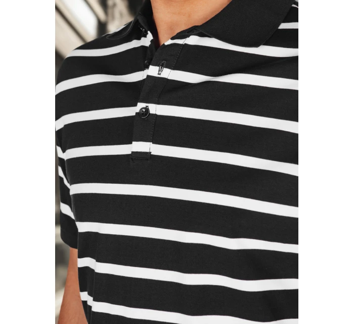 Pánska pruhovaná polokošeľa čierna FashionStreet PX0636