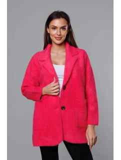 Krátky vlnený prehoz cez oblečenie typu alpaka vo fuchsijovej farbe (7108-1)