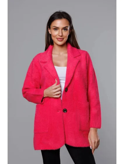Krátký vlněný přehoz přes oblečení typu alpaka ve fuchsijové barvě model 18059149 - MADE IN ITALY Krátký vlněný přehoz přes oblečení typu alpaka ve fuchsijové barvě model 18059149 - MADE IN ITALY