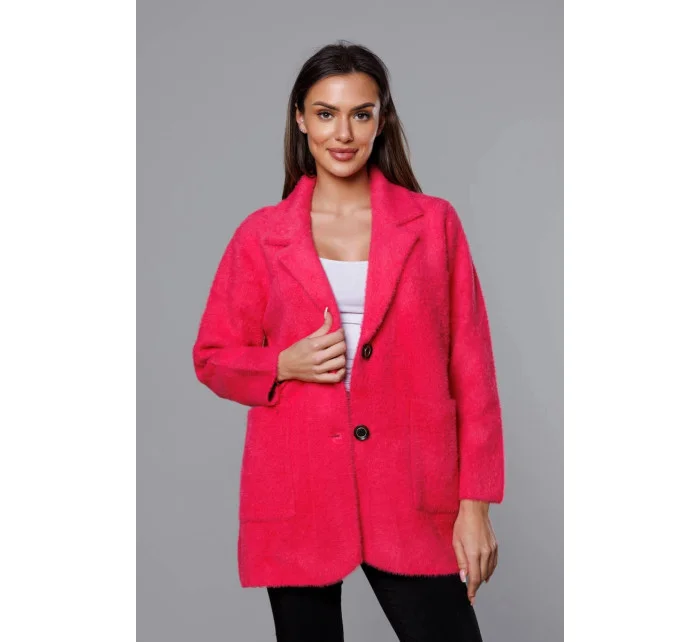Krátký vlněný přehoz přes oblečení typu alpaka ve fuchsijové barvě model 18059149 - MADE IN ITALY Krátký vlněný přehoz přes oblečení typu alpaka ve fuchsijové barvě model 18059149 - MADE IN ITALY