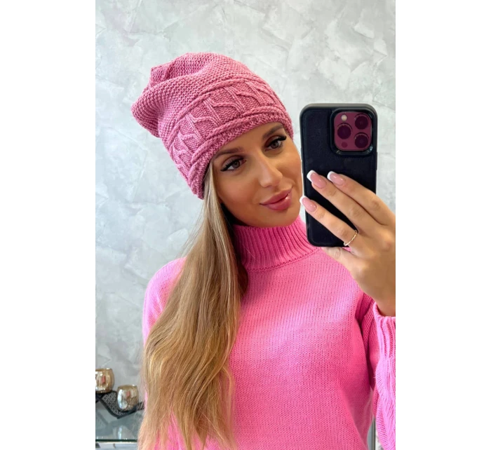 Dámska čiapka Aniela K338 tmavo ružová