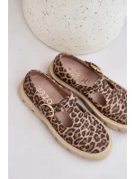 Zamszowe Półbuty Z Klamrą W Panterkę Zazoo 20183 Brązowe