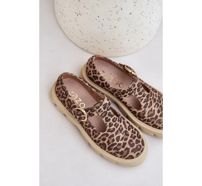 Zamszowe Półbuty Z Klamrą W Panterkę Zazoo 20183 Brązowe