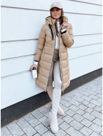 Dámská prošívaná zimní bunda s kapucí tmavě béžová Dstreet model 21971646 - FashionStreet