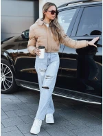 Dámská krátká zimní bunda s kapucí béžová Dstreet model 21994247 - FashionStreet