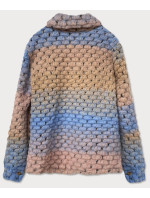 Svetlo modro-béžová dámska košeľová bunda s golierom (2453)