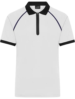 Daiber JN 1308 Pánske polo tričko z piké s zipsom 02.1308 biele/čierne