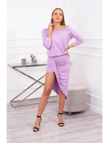 Asymetrické šaty, 3/4 rukávy, světle fialové Asymetrické šaty, 3/4 rukávy, světle fialové